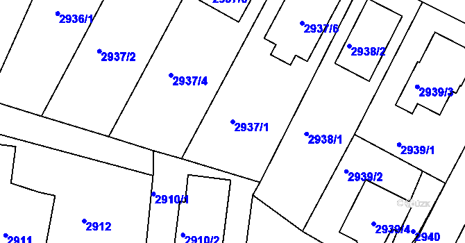 Parcela st. 2937/1 v KÚ Dobrá Voda u Českých Budějovic, Katastrální mapa