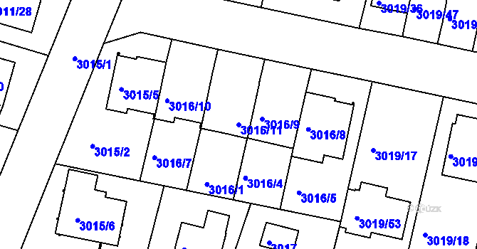 Parcela st. 3016/11 v KÚ Dobrá Voda u Českých Budějovic, Katastrální mapa