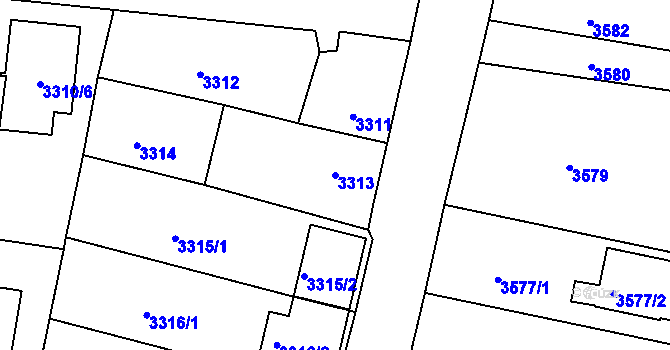 Parcela st. 3313 v KÚ Dobrá Voda u Českých Budějovic, Katastrální mapa