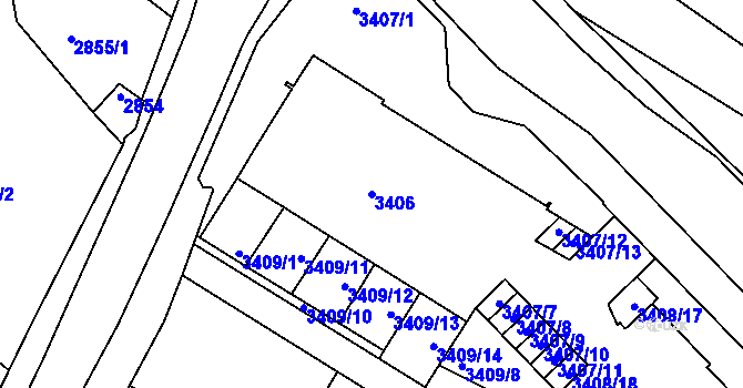 Parcela st. 3406 v KÚ Dobrá Voda u Českých Budějovic, Katastrální mapa