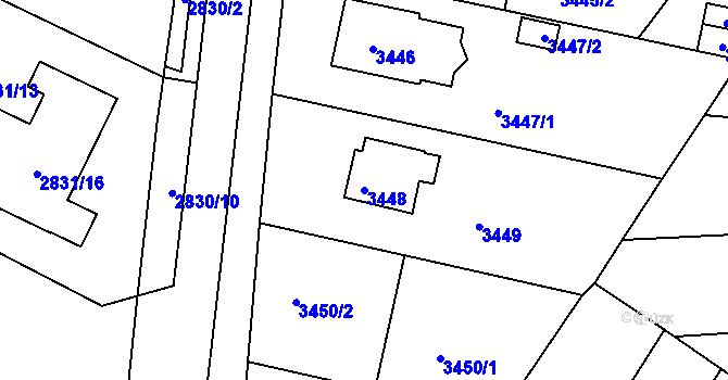 Parcela st. 3448 v KÚ Dobrá Voda u Českých Budějovic, Katastrální mapa