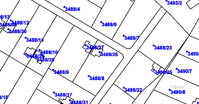Parcela st. 3488/26 v KÚ Dobrá Voda u Českých Budějovic, Katastrální mapa