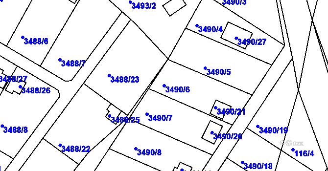 Parcela st. 3490/6 v KÚ Dobrá Voda u Českých Budějovic, Katastrální mapa