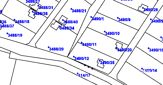 Parcela st. 3490/11 v KÚ Dobrá Voda u Českých Budějovic, Katastrální mapa