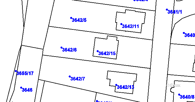 Parcela st. 3642/15 v KÚ Dobrá Voda u Českých Budějovic, Katastrální mapa