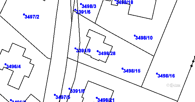 Parcela st. 3498/28 v KÚ Dobrá Voda u Českých Budějovic, Katastrální mapa