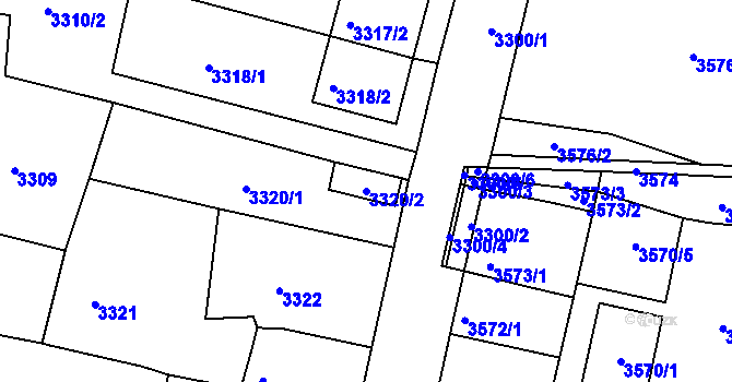 Parcela st. 3320/2 v KÚ Dobrá Voda u Českých Budějovic, Katastrální mapa