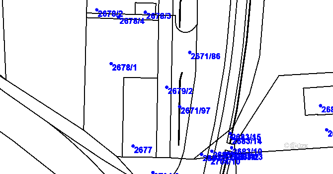 Parcela st. 2679/2 v KÚ České Budějovice 6, Katastrální mapa