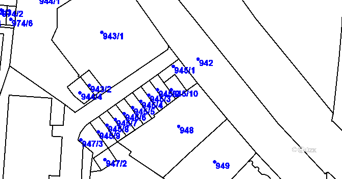 Parcela st. 945/10 v KÚ České Budějovice 6, Katastrální mapa