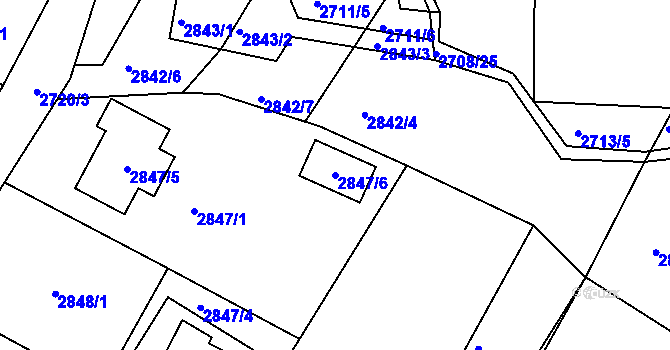 Parcela st. 2847/6 v KÚ České Budějovice 6, Katastrální mapa