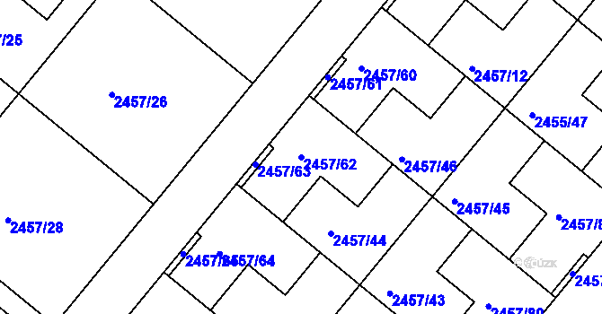Parcela st. 2457/62 v KÚ České Budějovice 6, Katastrální mapa