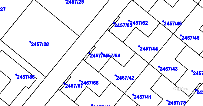 Parcela st. 2457/64 v KÚ České Budějovice 6, Katastrální mapa