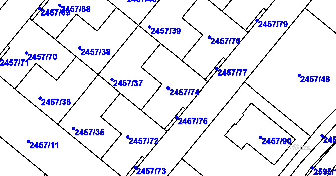 Parcela st. 2457/74 v KÚ České Budějovice 6, Katastrální mapa