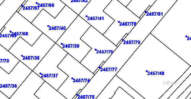 Parcela st. 2457/76 v KÚ České Budějovice 6, Katastrální mapa