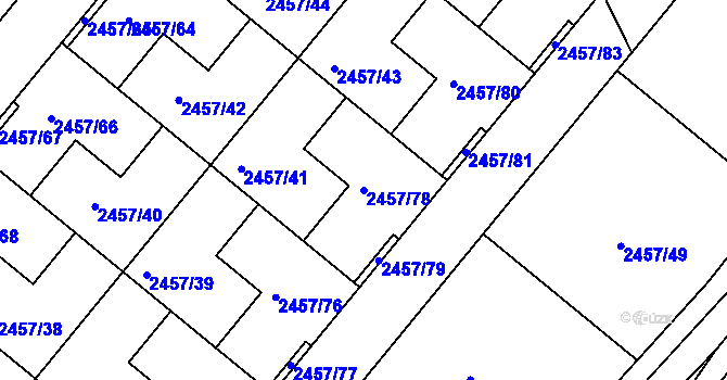 Parcela st. 2457/78 v KÚ České Budějovice 6, Katastrální mapa
