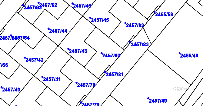 Parcela st. 2457/80 v KÚ České Budějovice 6, Katastrální mapa