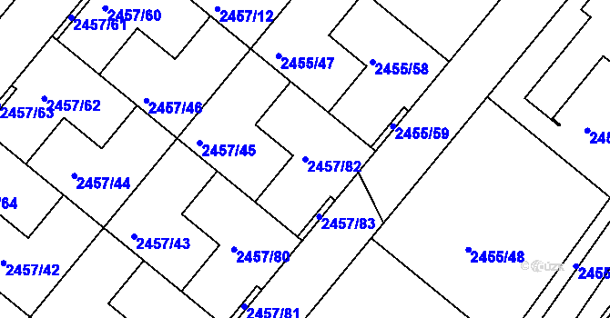 Parcela st. 2457/82 v KÚ České Budějovice 6, Katastrální mapa