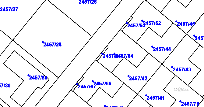Parcela st. 2457/65 v KÚ České Budějovice 6, Katastrální mapa
