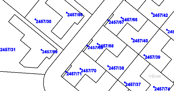 Parcela st. 2457/69 v KÚ České Budějovice 6, Katastrální mapa