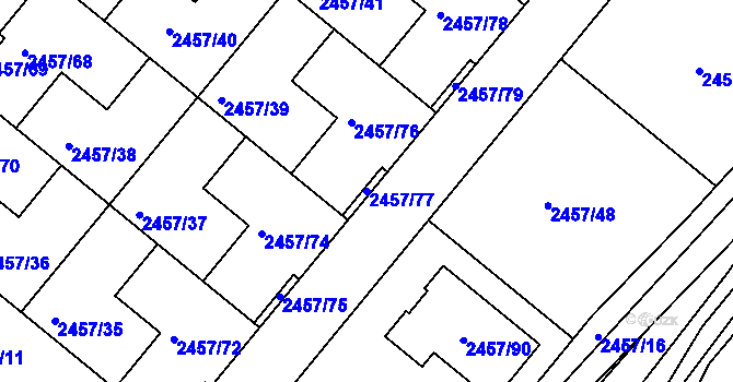 Parcela st. 2457/77 v KÚ České Budějovice 6, Katastrální mapa