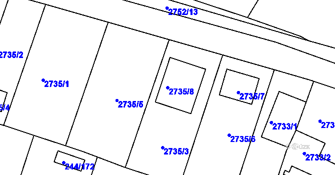 Parcela st. 2735/8 v KÚ České Budějovice 6, Katastrální mapa