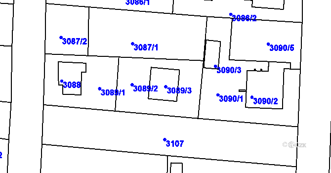 Parcela st. 3089/3 v KÚ České Budějovice 6, Katastrální mapa