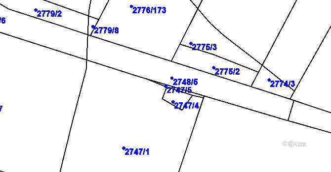 Parcela st. 2747/5 v KÚ České Budějovice 6, Katastrální mapa