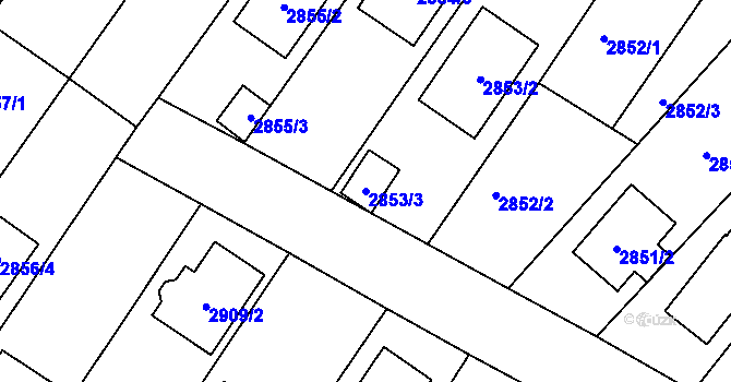 Parcela st. 2853/3 v KÚ České Budějovice 6, Katastrální mapa