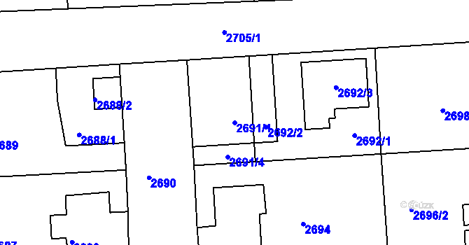 Parcela st. 2691/1 v KÚ České Budějovice 6, Katastrální mapa