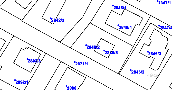 Parcela st. 2848/2 v KÚ České Budějovice 6, Katastrální mapa