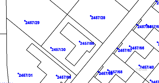 Parcela st. 2457/86 v KÚ České Budějovice 6, Katastrální mapa