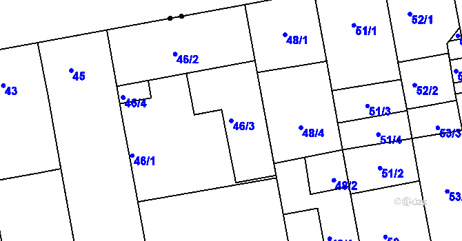 Parcela st. 46/3 v KÚ České Budějovice 6, Katastrální mapa