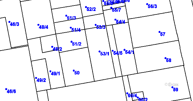 Parcela st. 53 v KÚ České Budějovice 6, Katastrální mapa