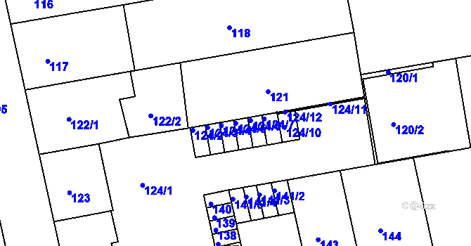 Parcela st. 124/5 v KÚ České Budějovice 6, Katastrální mapa