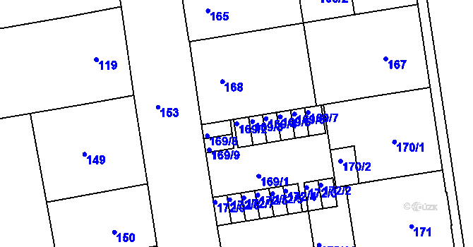 Parcela st. 169/2 v KÚ České Budějovice 6, Katastrální mapa