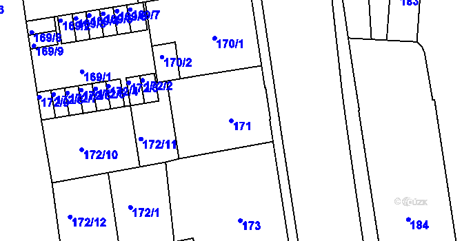 Parcela st. 171 v KÚ České Budějovice 6, Katastrální mapa