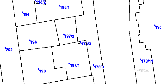 Parcela st. 178/3 v KÚ České Budějovice 6, Katastrální mapa
