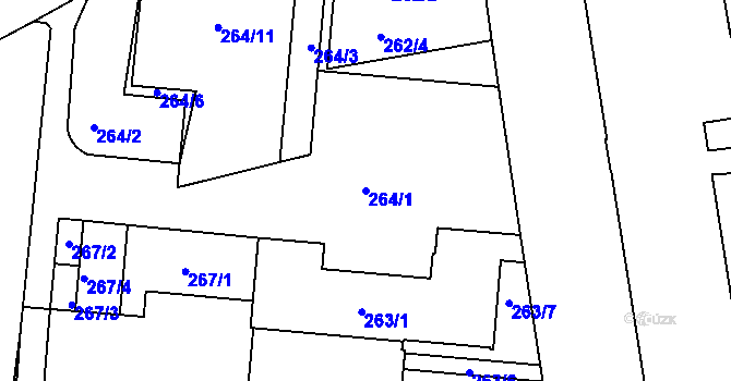 Parcela st. 264/1 v KÚ České Budějovice 6, Katastrální mapa