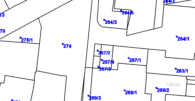 Parcela st. 267/2 v KÚ České Budějovice 6, Katastrální mapa