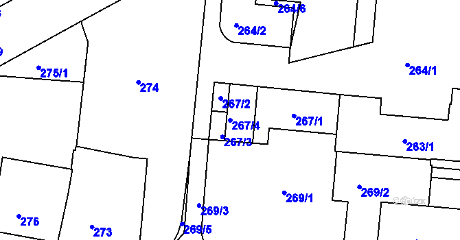 Parcela st. 267/4 v KÚ České Budějovice 6, Katastrální mapa