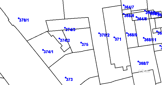 Parcela st. 375 v KÚ České Budějovice 6, Katastrální mapa