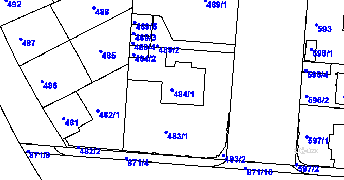 Parcela st. 484/1 v KÚ České Budějovice 6, Katastrální mapa