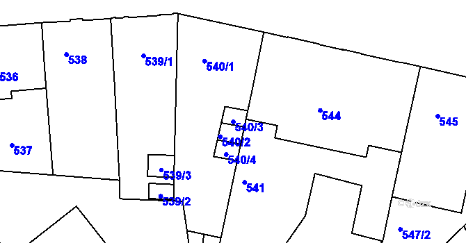 Parcela st. 540/3 v KÚ České Budějovice 6, Katastrální mapa