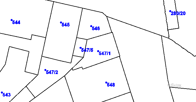 Parcela st. 547/1 v KÚ České Budějovice 6, Katastrální mapa