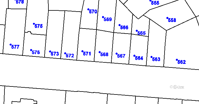 Parcela st. 568 v KÚ České Budějovice 6, Katastrální mapa
