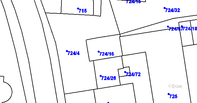 Parcela st. 724/16 v KÚ České Budějovice 6, Katastrální mapa