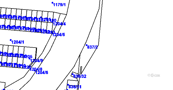 Parcela st. 837/2 v KÚ České Budějovice 6, Katastrální mapa