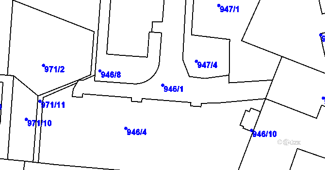 Parcela st. 946/1 v KÚ České Budějovice 6, Katastrální mapa
