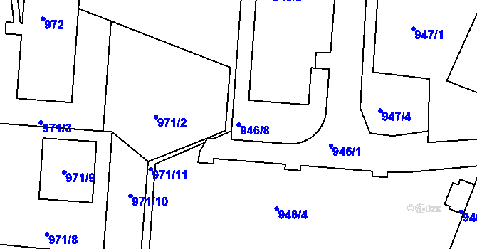 Parcela st. 946/8 v KÚ České Budějovice 6, Katastrální mapa