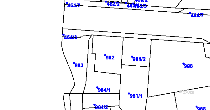 Parcela st. 982 v KÚ České Budějovice 6, Katastrální mapa